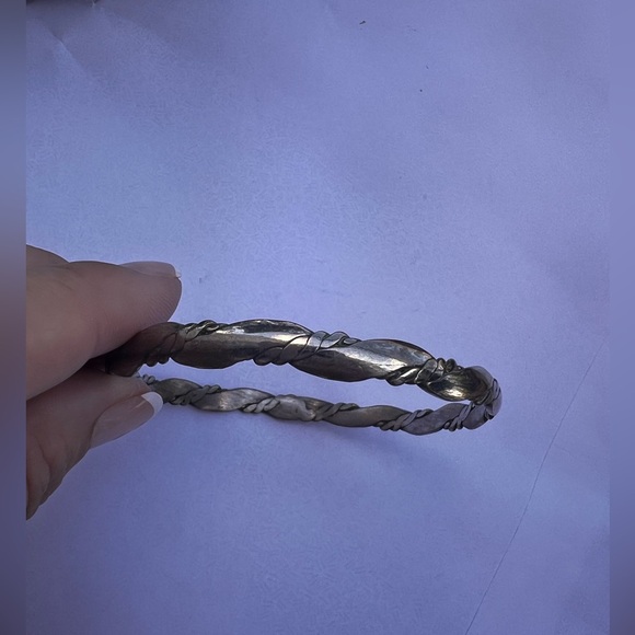 Sterling 925 Bangle Bracelet rope twist 17 grams mexico - Picture 3 of 8